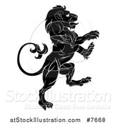 Vector Illustration of a Black and White Rampant Lion by AtStockIllustration