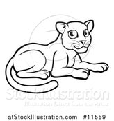 Vector Illustration of a Black and White Resting Leopard by AtStockIllustration