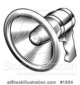 Vector Illustration of a Black and White Retro Megaphone by AtStockIllustration