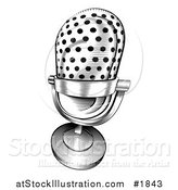 Vector Illustration of a Black and White Retro Microphone by AtStockIllustration