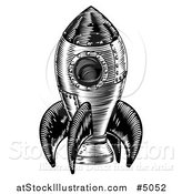 Vector Illustration of a Black and White Retro Rocket by AtStockIllustration