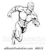 Vector Illustration of a Black and White Running Muscular Man by AtStockIllustration