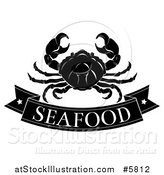 Vector Illustration of a Black and White Seafood Banner and Crab by AtStockIllustration