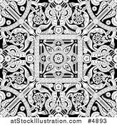 Vector Illustration of a Black and White Seamless Intricate Middle Eastern Motif Background Pattern by AtStockIllustration