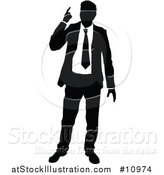 Vector Illustration of a Black and White Silhouetted Business Man Pointing Upwards by AtStockIllustration