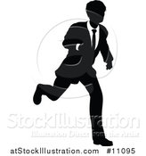 Vector Illustration of a Black and White Silhouetted Business Man Running by AtStockIllustration