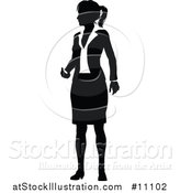 Vector Illustration of a Black and White Silhouetted Business Woman by AtStockIllustration