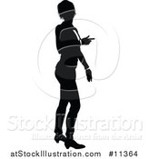 Vector Illustration of a Black and White Silhouetted Business Woman Pointing by AtStockIllustration