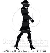 Vector Illustration of a Black and White Silhouetted Business Woman Walking by AtStockIllustration