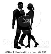 Vector Illustration of a Black and White Silhouetted Couple Embracing by AtStockIllustration