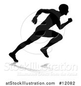 Vector Illustration of a Black and White Silhouetted Male Sprinter by AtStockIllustration