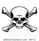 Vector Illustration of a Black and White Skull and Crossbones by AtStockIllustration