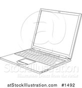 Vector Illustration of a Black and White Slim Notebook Computer by AtStockIllustration