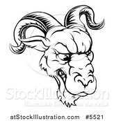 Vector Illustration of a Black and White Snarling Ram Sports Mascot by AtStockIllustration