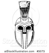Vector Illustration of a Black and White Spartan Helmet by AtStockIllustration