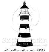 Vector Illustration of a Black and White Striped Lighthouse by AtStockIllustration