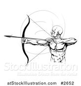 Vector Illustration of a Black and White Strong Male Archer by AtStockIllustration