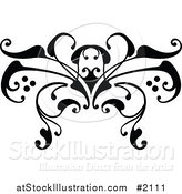 Vector Illustration of a Black and White Swirl Butterfly Tattoo Design by AtStockIllustration