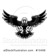 Vector Illustration of a Black and White Swooping Bald Eagle with Talons Extended by AtStockIllustration
