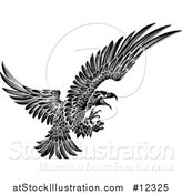 Vector Illustration of a Black and White Swooping Eagle by AtStockIllustration