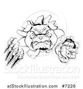 Vector Illustration of a Black and White Tough Bulldog Monster Clawing Through a Wall 2 by AtStockIllustration