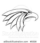 Vector Illustration of a Black and White Tough Eagle Head in Profile by AtStockIllustration
