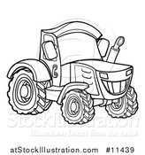 Vector Illustration of a Black and White Tractor by AtStockIllustration