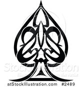 Vector Illustration of a Black and White Tribal Spade Tattoo by AtStockIllustration