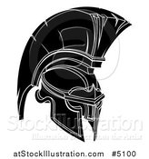 Vector Illustration of a Black and White Trojan Spartan Helmet by AtStockIllustration