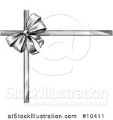 Vector Illustration of a Black and White Vintage Woodcut or Engraved Gift Bow and Ribbons by AtStockIllustration