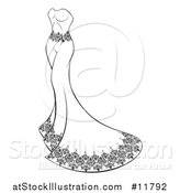 Vector Illustration of a Black and White Wedding Gown by AtStockIllustration