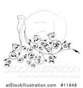 Vector Illustration of a Black and White Wedding Gown with Swirls by AtStockIllustration