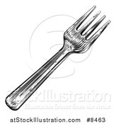 Vector Illustration of a Black and White Woodcut or Engraved Fork by AtStockIllustration