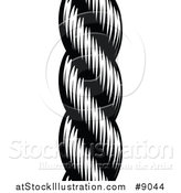 Vector Illustration of a Black and White Woodcut or Engraved Nautical Rope Border by AtStockIllustration