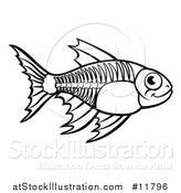 Vector Illustration of a Black and White Xray Fish by AtStockIllustration