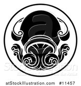Vector Illustration of a Black and White Zodiac Horoscope Astrology Aquarius Circle Design by AtStockIllustration