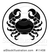 Vector Illustration of a Black and White Zodiac Horoscope Astrology Cancer Crab Circle Design by AtStockIllustration