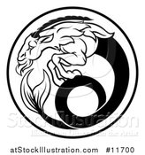 Vector Illustration of a Black and White Zodiac Horoscope Astrology Capricorn Circle Design by AtStockIllustration