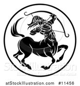 Vector Illustration of a Black and White Zodiac Horoscope Astrology Centaur Sagittarius Circle Design by AtStockIllustration