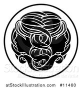 Vector Illustration of a Black and White Zodiac Horoscope Astrology Gemini Twins Circle Design by AtStockIllustration