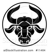 Vector Illustration of a Black and White Zodiac Horoscope Astrology Taurus Bull Circle Design by AtStockIllustration