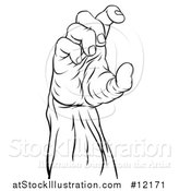 Vector Illustration of a Black and White Zombie Hand Holding a by AtStockIllustration