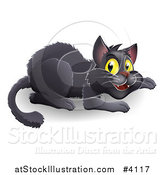 Vector Illustration of a Black Cat Ready to Pounce by AtStockIllustration