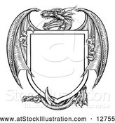 Vector Illustration of a Black Dragon Shield Border by AtStockIllustration
