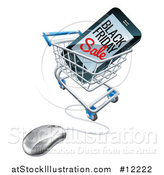 Vector Illustration of a Black Friday Sale Advertisement on a Smart Phone Screen in an Online Shopping Cart by AtStockIllustration