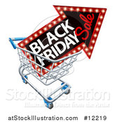 Vector Illustration of a Black Friday Sale Arrow Marquee Sign in a Shopping Cart by AtStockIllustration