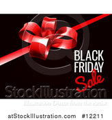 Vector Illustration of a Black Friday Sale Text Design with a Gift Bow on Black by AtStockIllustration