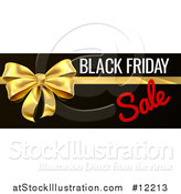 Vector Illustration of a Black Friday Sale Text Design with a Gift Bow on Black by AtStockIllustration