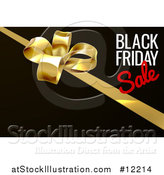 Vector Illustration of a Black Friday Sale Text Design with a Gift Bow on Black by AtStockIllustration