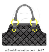 Vector Illustration of a Black Handbag Purse with Golden Rings by AtStockIllustration